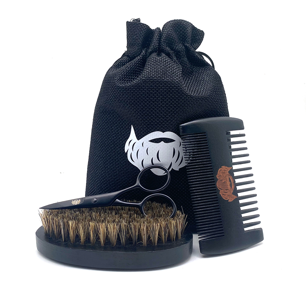 Wood Beard Comb Brush Custom Logo Beard Brush And Comb Set For Men 