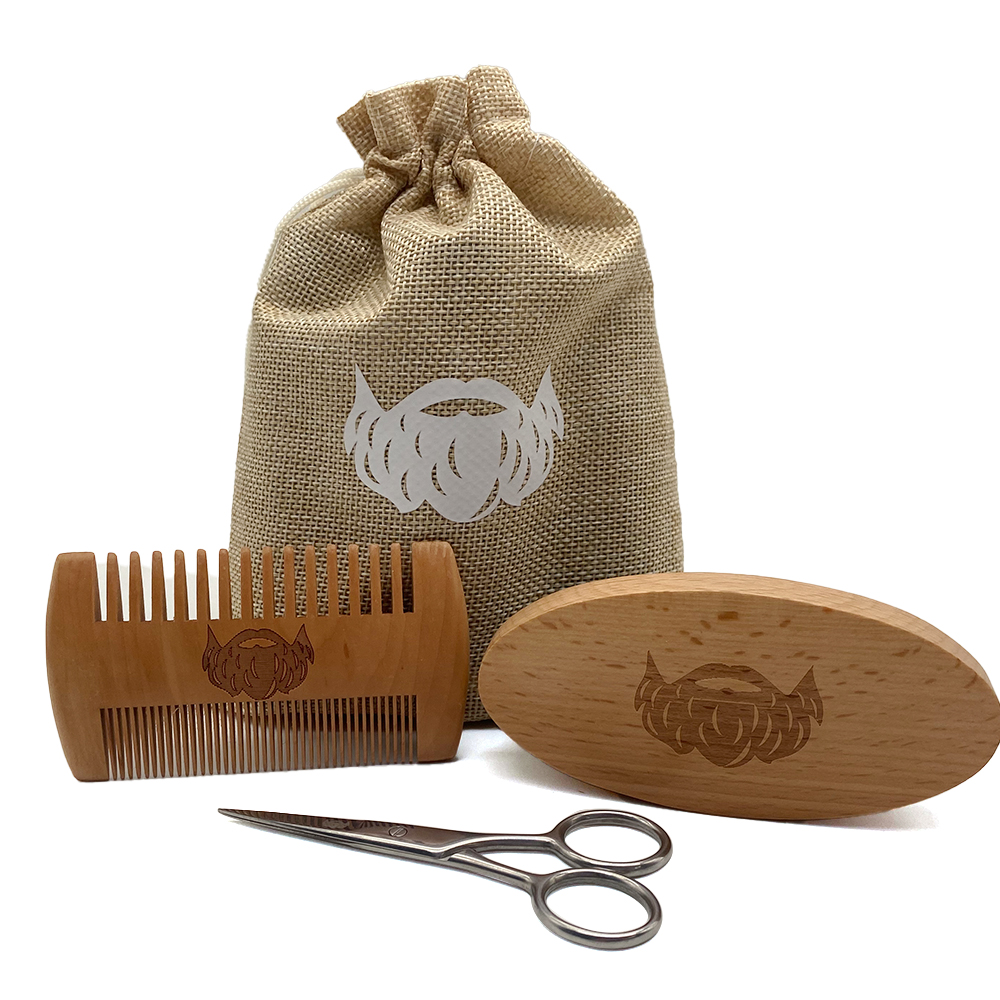 Wood Beard Comb Brush Custom Logo Beard Brush And Comb Set For Men 