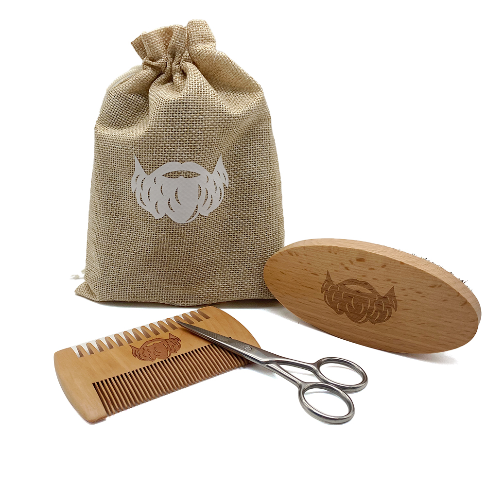 Wood Beard Comb Brush Custom Logo Beard Brush And Comb Set For Men 