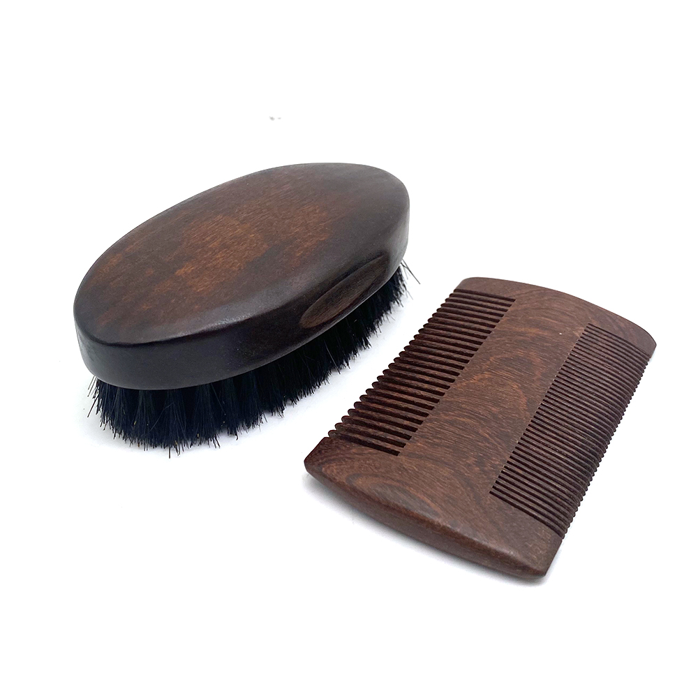 Fashion High Quality Cleaning Brush Black Boar Bristle Wood Beard Brush For Men